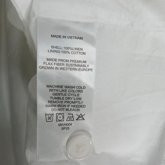 NWOT Quince European Linen Button Front Dress Bohemian White Small 4054-82 - Picture 7 of 12